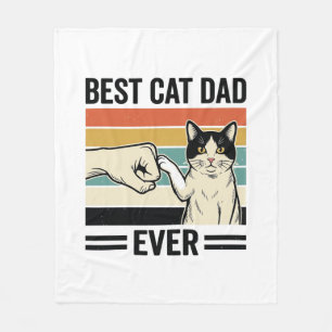 Best Cat Dad Ever Retro Cat Fist Bump Shirt_1 Fleece Blanket