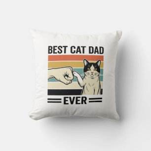 Best Cat Dad Ever Retro Cat Fist Bump Shirt_1 Throw Pillow