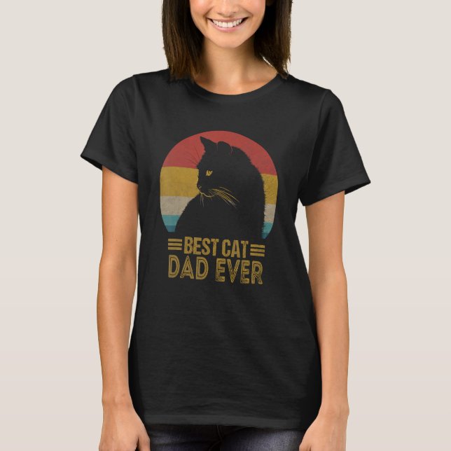 Best Cat Dad Ever Retro Sunset  Daddy Cat Father s T-Shirt (Front)