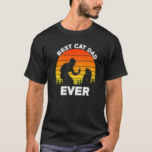 Best Cat Dad Ever Retro Sunset T-Shirt