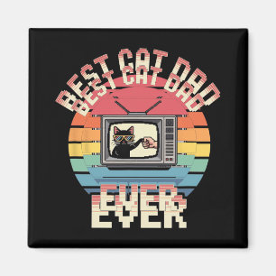 Best Cat Dad Ever Retro Vintage Cat Dad Men Magnet
