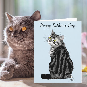 Best Cat Dad Ever Silver Tabby Father's Day Card