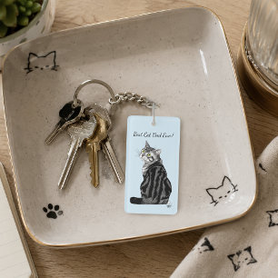Best Cat Dad Ever Silver Tabby Father's Day Keychain