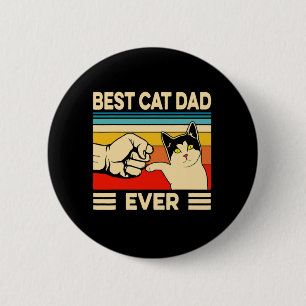 Best Cat Dad Ever T-Shirt Funny Cat Dad Father Vin 2 Inch Round Button