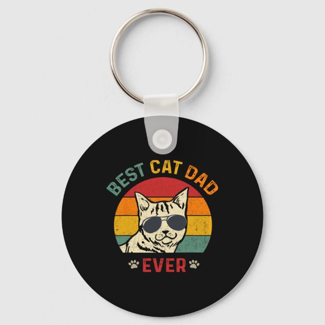 Best Cat Dad Ever Tee Funny Cat Daddy Father's Day Keychain (Front)