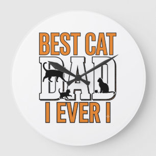 Best Cat Dad Ever Vintage Cat Father Shirt Design_ Large Clock
