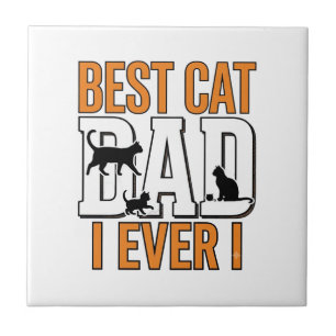 Best Cat Dad Ever Vintage Cat Father Shirt Design_ Tile