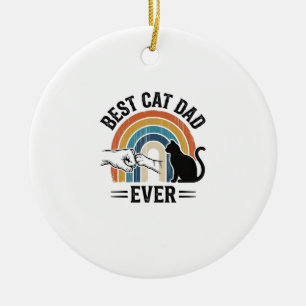 Best Cat Dad Ever Vintage Cat Lover Design_1 Ceramic Ornament