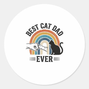 Best Cat Dad Ever Vintage Cat Lover Design_1 Classic Round Sticker