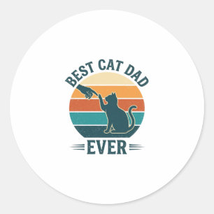 Best Cat Dad Ever Vintage Cat Shirt Design_1 Classic Round Sticker