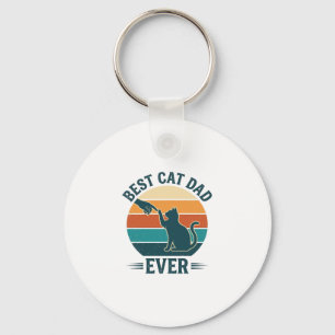 Best Cat Dad Ever Vintage Cat Shirt Design_1 Keychain