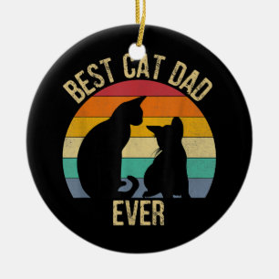 Best Cat Dad Ever Vintage Retro  Ceramic Ornament
