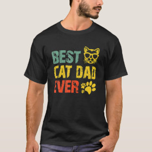 Best Cat Dad Ever Vintage Retro Funny Cat Fathers T-Shirt