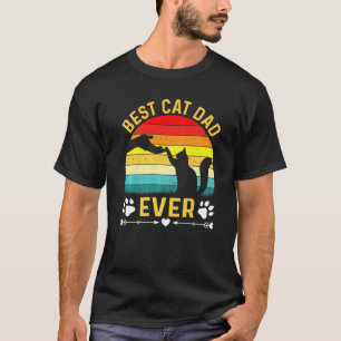 Best Cat Dad Ever Vintage Retro Style Black Cats T-Shirt