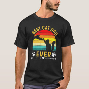 Best Cat Dad Ever Vintage Retro Style Black Cats T-Shirt