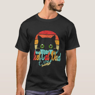 Best Cat Dad Ever Vintage Retro Sunset Daddy Fathe T-Shirt