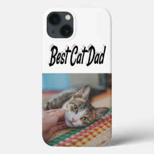 Best Cat Dad Photo Black text iPhone 13 Case