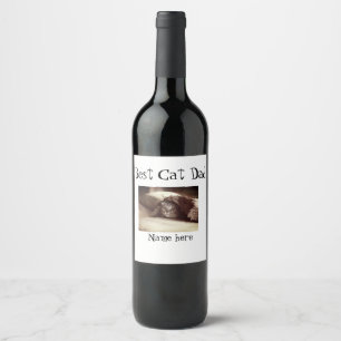 best cat dad photo name fathers day pet dad daddy  wine label