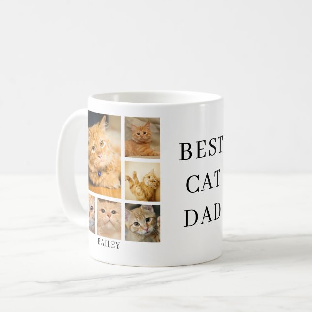 Best Cat Dad Photo Personalized  Coffee Mug (Front Left)