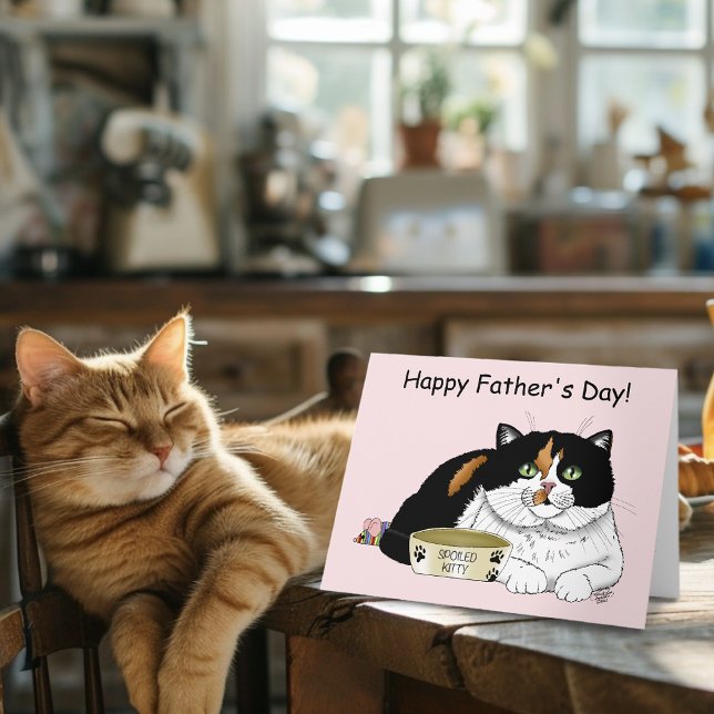 Best Cat Dad Spoiled Calico Father’s Day Pink Card (Creator Uploaded)