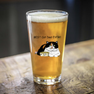 Best Cat Dad Spoiled Calico Father’s Day Pink Glass