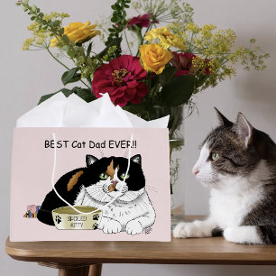 Best Cat Dad Spoiled Calico Father’s Day Pink Large Gift Bag