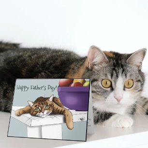 Best Cat Dad Sweet Tabby Cat Father’s Day Green Thank You Card