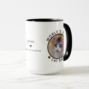 Best Cat Dad Two Photo Modern Typography Mug
