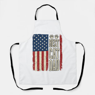 Best Cat Dad Vintage Flag Shirt Design_1 Apron