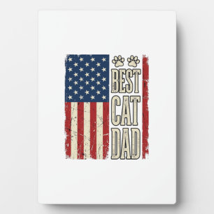 Best Cat Dad Vintage Flag Shirt Design_1 Plaque
