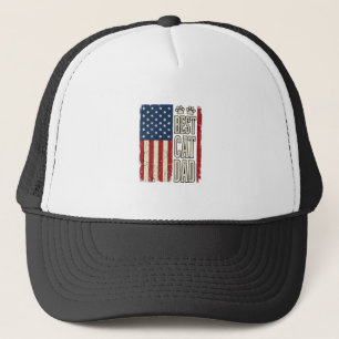 Best Cat Dad Vintage Flag Shirt Design_1 Trucker Hat