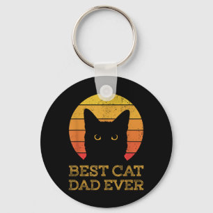 Best Cat Dad Vintage Funny Cat Daddy Fathers Day Keychain