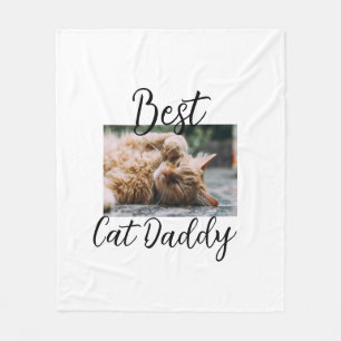 Best cat Daddy parents pet photo dad mom simple Fleece Blanket
