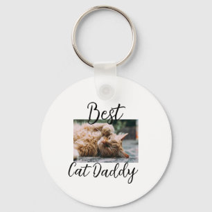 Best cat Daddy parents pet photo dad mom simple Keychain