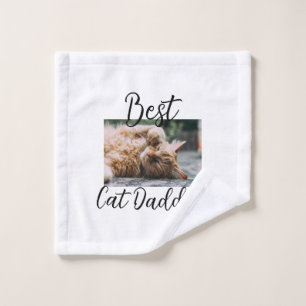 Best cat Daddy parents pet photo dad mom simple  Wash Cloth