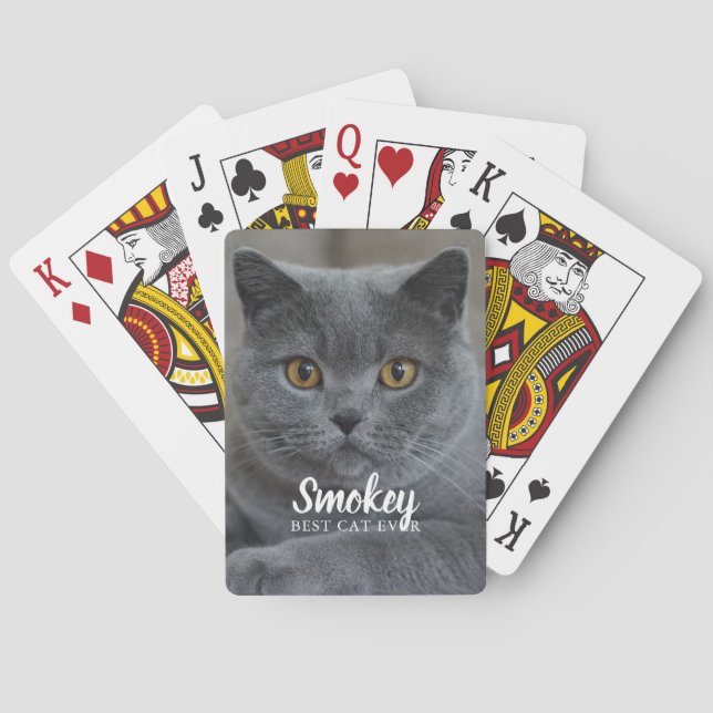 "Best Cat Ever" Pet Photo Personalized Playing Cards (Back)