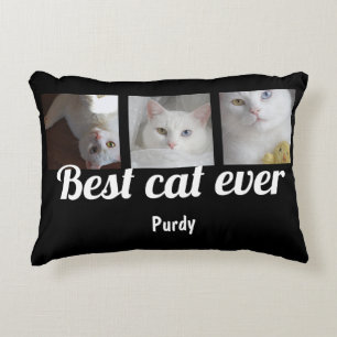 Best Cat Ever Photo and Text Custom Personalized Accent Pillow