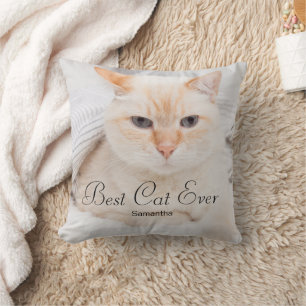 Best Cat Ever Photo Name Throw Pillow