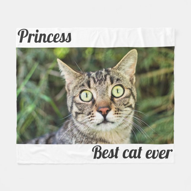 Best cat ever with photo cute personalized photo fleece blanket (Front (Horizontal))