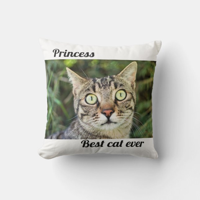 Best cat ever with photo cute personalized photo throw pillow (Front)