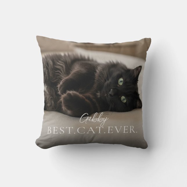 Best Cat Ever Your Pet Name And Photo  Throw Pillow (Front)