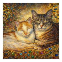 Best Cat Friends Klimt-inspired