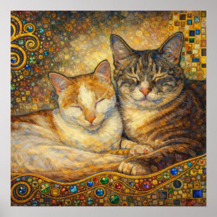 Best Cat Friends Klimt-inspired Poster