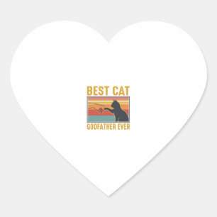 Best Cat Godfather Ever Vintage Cat Vector Design_ Heart Sticker
