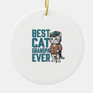 Best Cat Grandpa Ever Vintage Cat Grandpa Shirt De Ceramic Ornament
