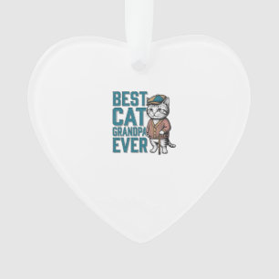 Best Cat Grandpa Ever Vintage Cat Grandpa Shirt De Ornament