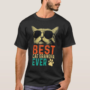 Best Cat Grandpa Ever Vintage Father's Day Cat Sun T-Shirt