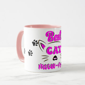 Best Cat Meow Mom Paw Print Coffee Mug