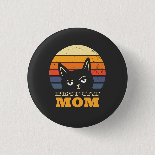 Best Cat Mom 1 Inch Round Button (Front)