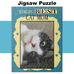Best cat mom add photo blue yellow jigsaw puzzle<br><div class="desc">Celebrate the purr-fect cat mom in your life with this charming jigsaw puzzle! This thoughtful gift is ideal for any animal lover, featuring an adorable custom design that showcases her love for her feline friend. Whether she's piecing together a memory of her favourite kitty moment or simply enjoying some relaxing...</div>